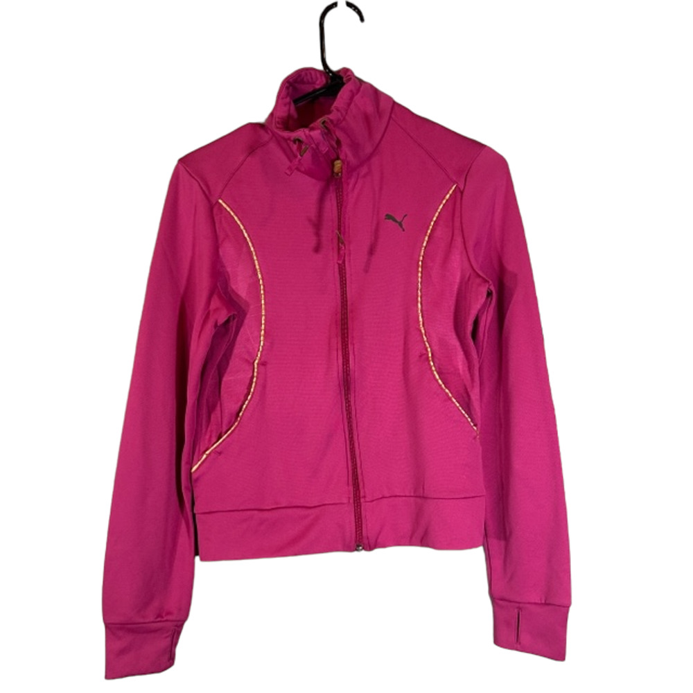 Puma Dark Pink Full Zip Long Sleeve Casual Athletic Track Jacket Women Sz S